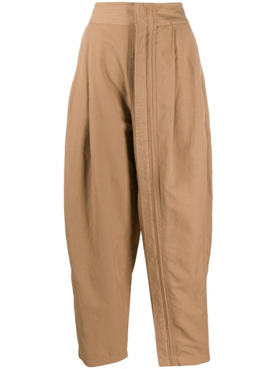 Stella Mccartney Zipped-layer Wide Leg Trousers In Brown