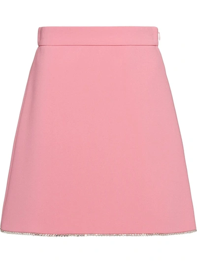 Miu Miu Crystal Trim Skirt In Pink