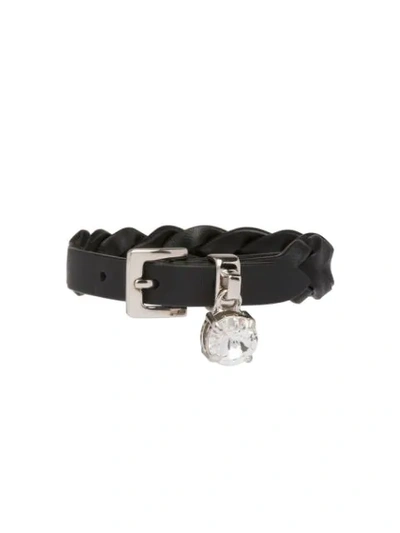 Miu Miu Braided Crystal Bracelet In Black