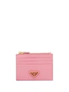 Prada Logo Plaque Zipped Wallet In Pink