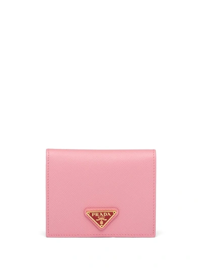 Prada Small Saffiano Leather Wallet In Pink