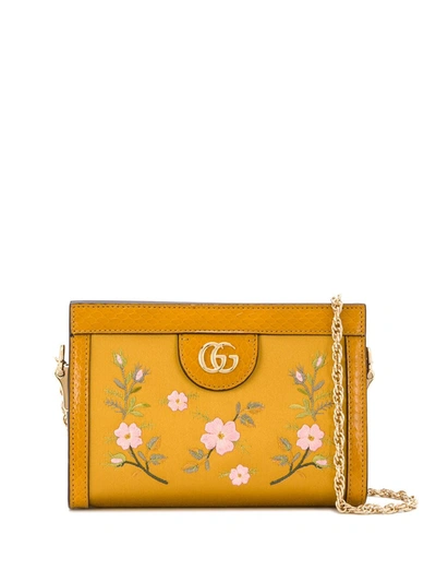 Gucci Ophidia Floral Print Shoulder Bag In Yellow