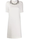 Ermanno Scervino Crystal Collar Dress In White