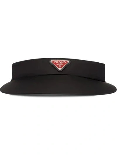 Prada Logo-plaque Visor Hat In Black