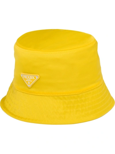 Prada Recycled Nylon Bucket Hat In Yellow