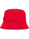 Prada Logo Plaque Bucket Hat In Red