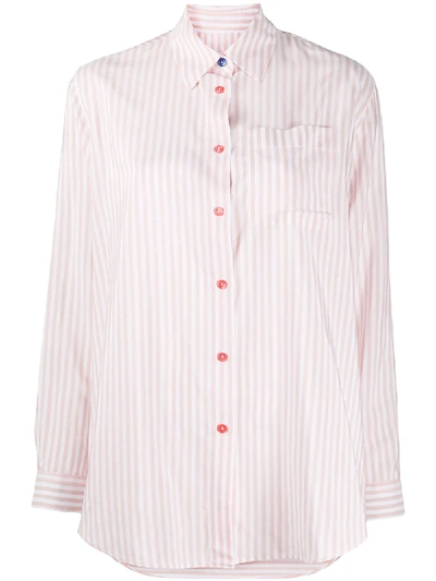 Ps By Paul Smith Oversized Striped Shirt In Pink