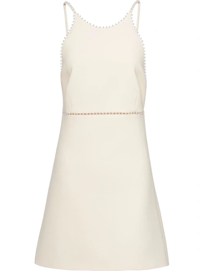 Miu Miu Pearl-embellished Mini Dress In White