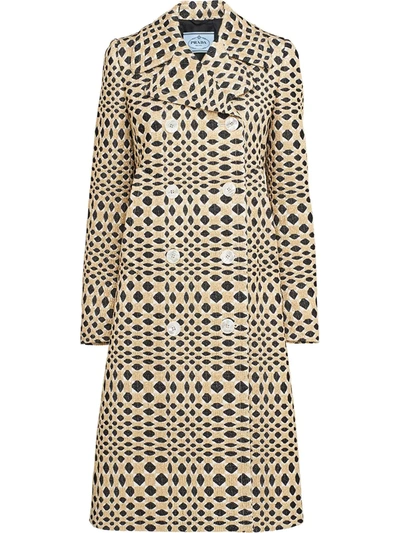 Prada Women's Matelassã© Double-breasted Coat In Gold