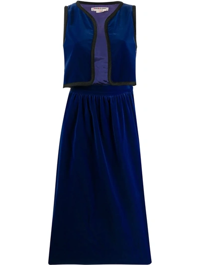Pre-owned Saint Laurent Straight Skirt And Vest Set In Blue