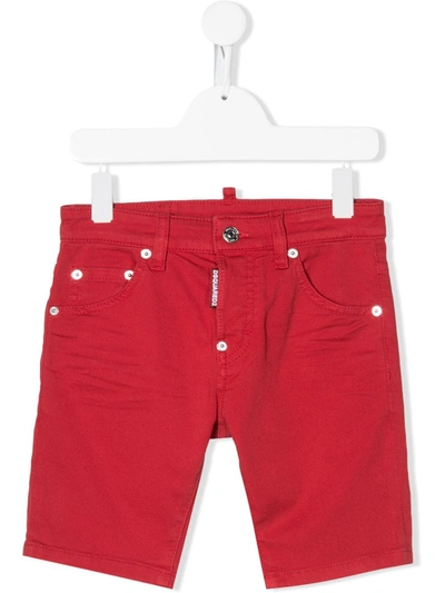 Dsquared2 Kids' Slim-fit Denim Shorts In Red