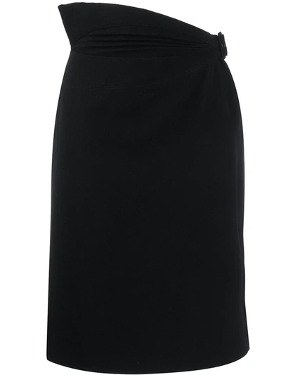 Pre-owned Alaïa Asymmetric Waist Short Skirt In Black
