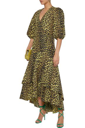 Ganni Bijou Leopard-print Cotton-poplin Wrap Midi Dress In Animal Print |  ModeSens