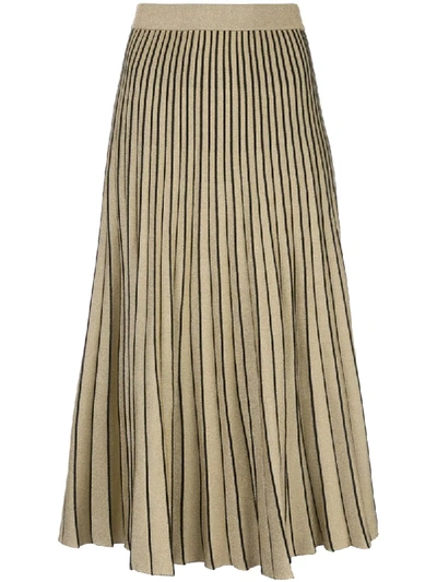 Proenza Schouler Pleated Metallic Stretch-knit Midi Skirt In Gold