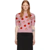 Gucci Pink Jacquard Gg Apple Half-sleeve Sweater In Red