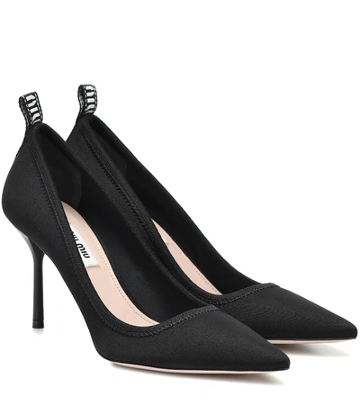 Miu Miu Gabardine Pointed Pumps In Black