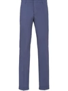 Prada Washed-effect Slim-fit Trousers In Blue