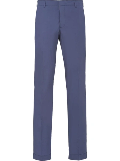 Prada Washed-effect Slim-fit Trousers In Blue