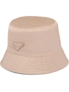 Prada Logo Plaque Bucket Hat In Neutrals