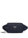 Prada Fabric And Leather Belt Bag In Blue