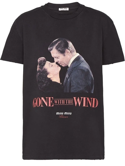 Miu Miu Kisses Straight-fit T-shirt In Black