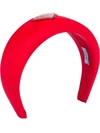 Prada Logo-plaque Padded Headband In Red