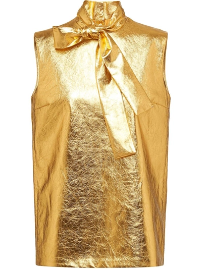 Prada 金属感皮质罩衫 In Gold