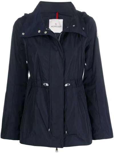 Moncler Ocre Semi-fit Parka W/ Tuck-away Hood In Blue