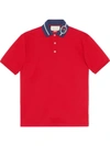 Gucci Slim-fit Logo-embroidered Stretch-cotton Piqué Polo Shirt In Red