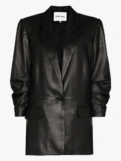 Frame X Imaan Darted Single-breasted Leather Blazer In Black