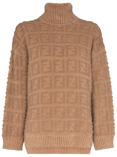 Fendi Ff Motif Turtleneck Sweater In Brown