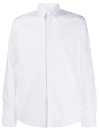 Fendi Shaded-effect Ff Motif Long-sleeved Shirt In White