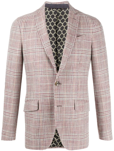 Etro Single Breasted Check Blazer In Red
