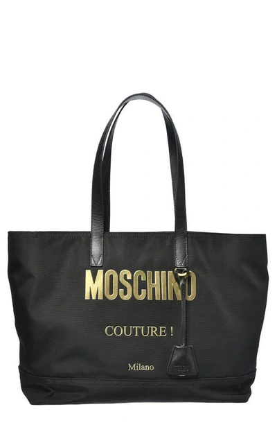 Moschino Logo Tote In Black