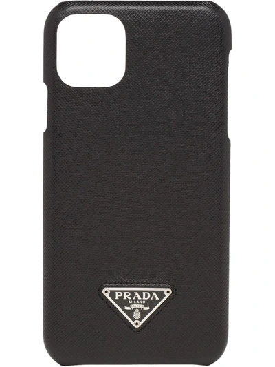 Prada Saffiano Leather Iphone 11 Pro Case In Black