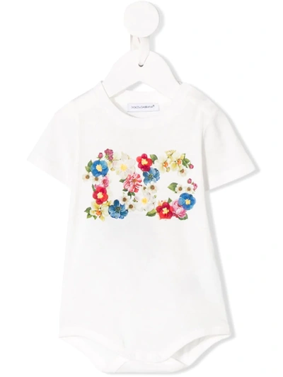 Dolce & Gabbana Rose-print Jersey Babygrow In White