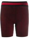 Gcds Logo Ribbed Fitted Shorts In Red