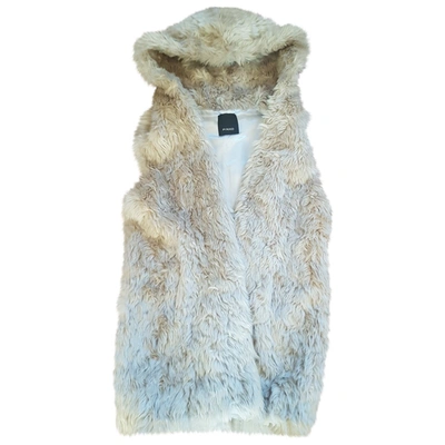 Pre-owned Pinko Faux Fur Coat In Beige