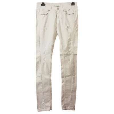 Pre-owned Pinko White Cotton - Elasthane Jeans