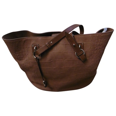 Pre-owned Trussardi Leather Tote In Camel