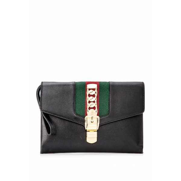 Pre-Owned Gucci Black Leather Clutch Bag | ModeSens