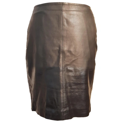 Pre-owned Muubaa Leather Mid-length Skirt In Black