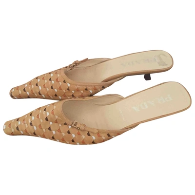 Pre-owned Prada Leather Sandals In Beige