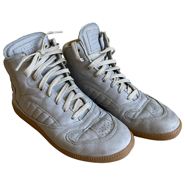ladies blue leather trainers