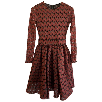 Pre-owned Maje Fall Winter 2018 Lace Mid-length Dress In Burgundy
