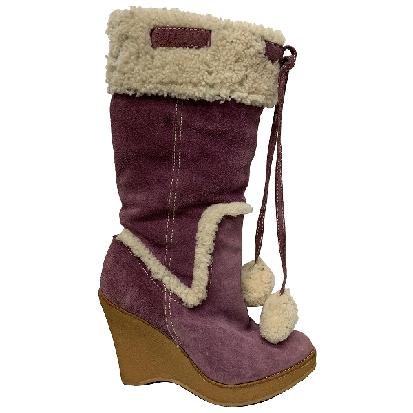 Pre-Owned Bally Purple Suede Boots | ModeSens