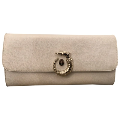 Pre-owned Trussardi Leather Clutch Bag In White