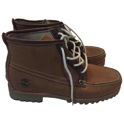 Pre-owned Timberland Leather Boots In Brown