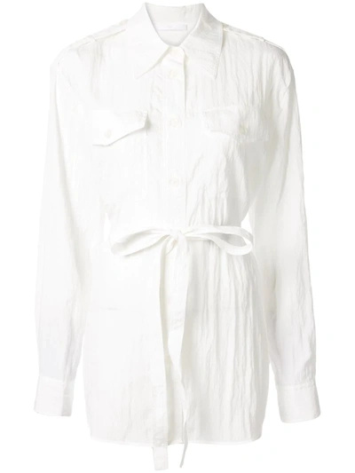 Helmut Lang Belted Crinkled-shell Shirt In White