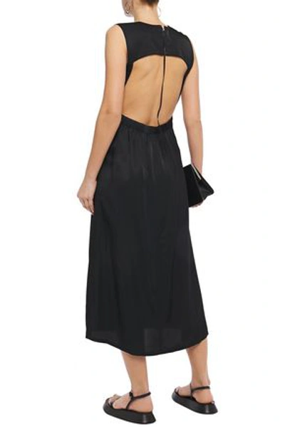 Helmut Lang Cutout Gathered Woven Midi Dress In Black